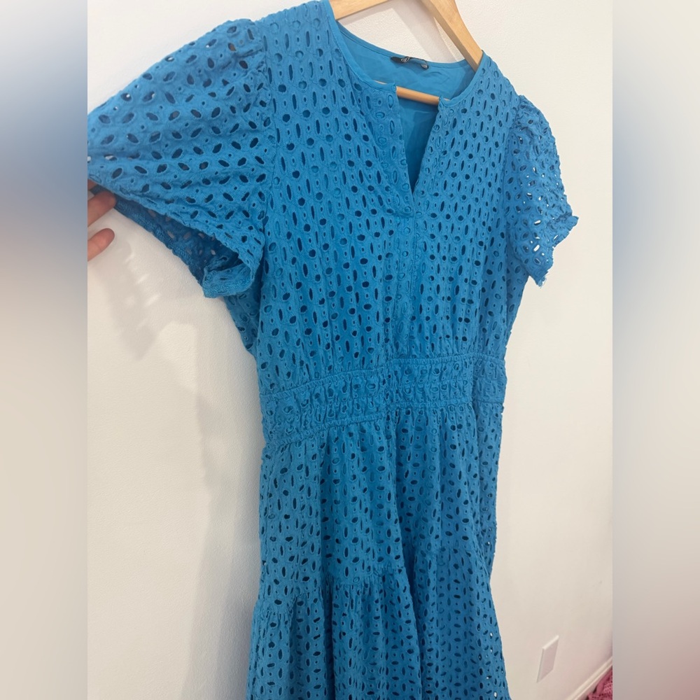 PrettyGarden Blue Eyelet Maxi Dress XL - Picture 5 of 13
